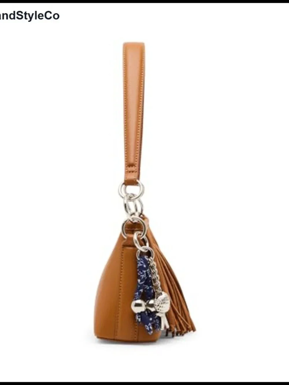 Faux Suede Fringe Shoulder Bag with Removable Charm - Satchel Style